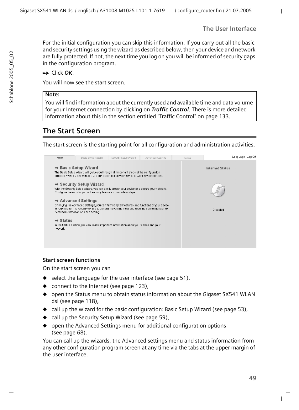 The start screen | Siemens Gigaset SX541 WLAN dsl User Manual | Page 51 / 187