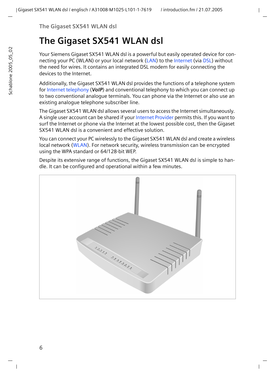 The gigaset sx541 wlan dsl | Siemens Gigaset SX541 WLAN dsl User Manual | Page 8 / 187