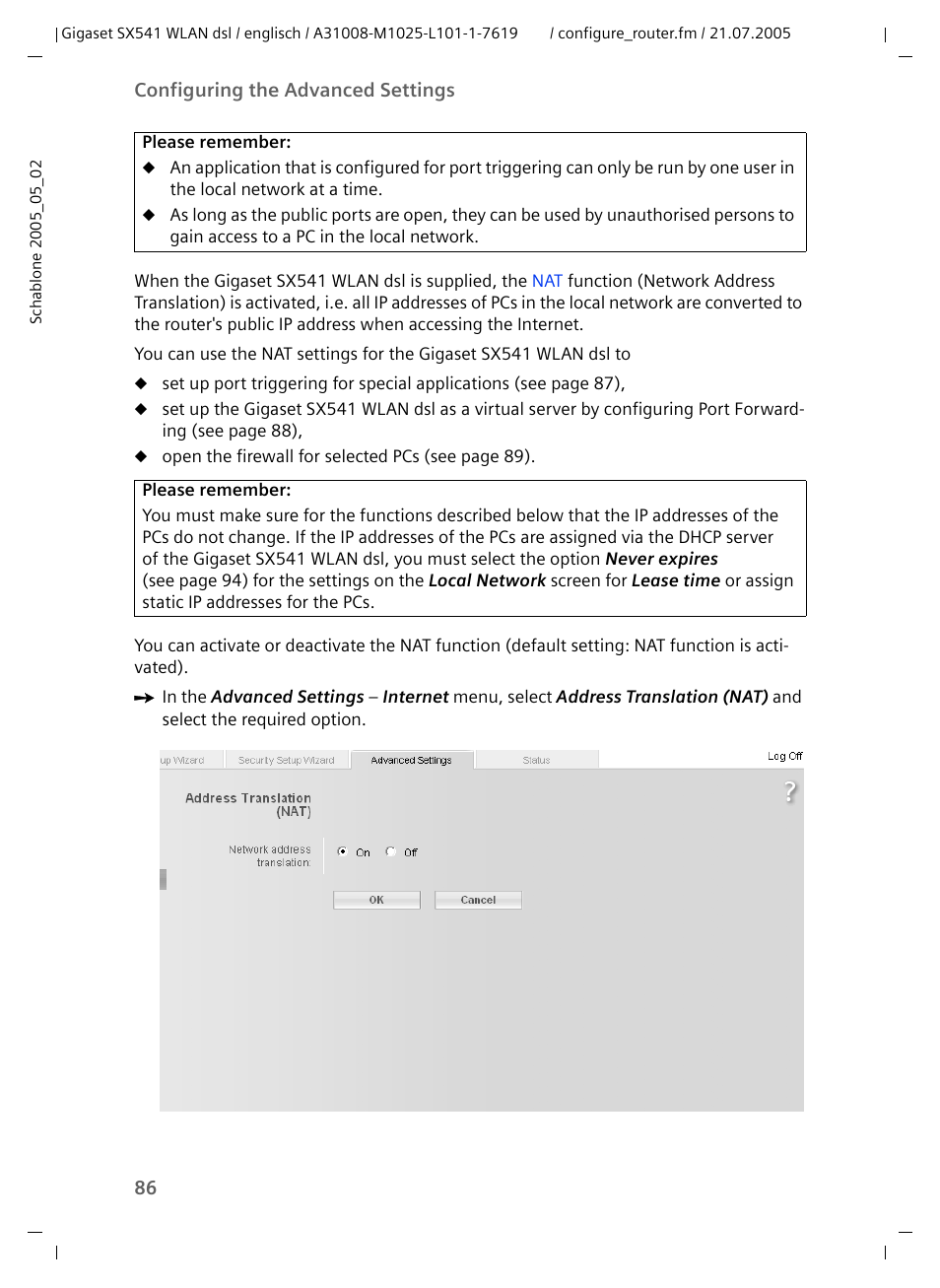 Siemens Gigaset SX541 WLAN dsl User Manual | Page 88 / 187