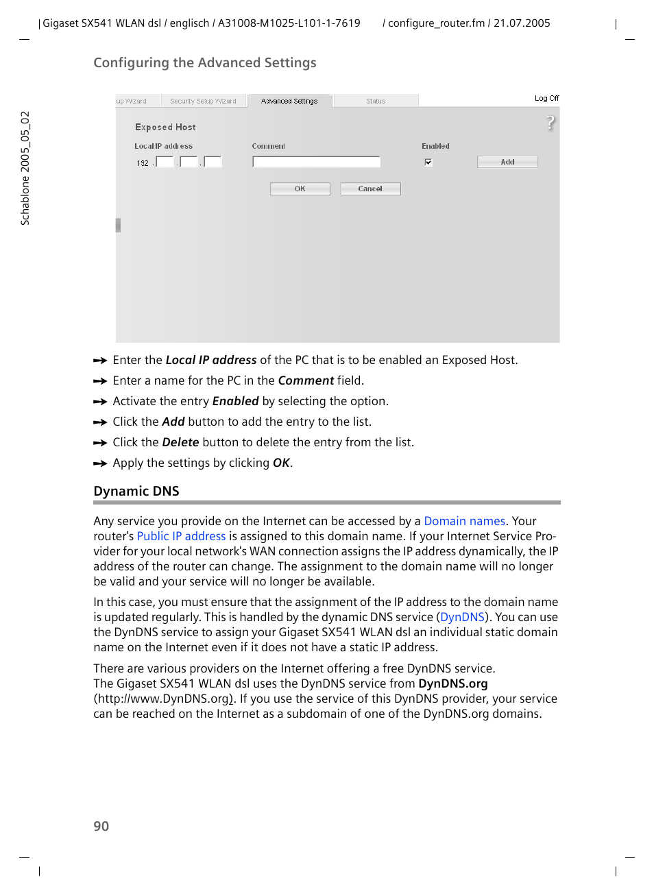 Dynamic dns | Siemens Gigaset SX541 WLAN dsl User Manual | Page 92 / 187
