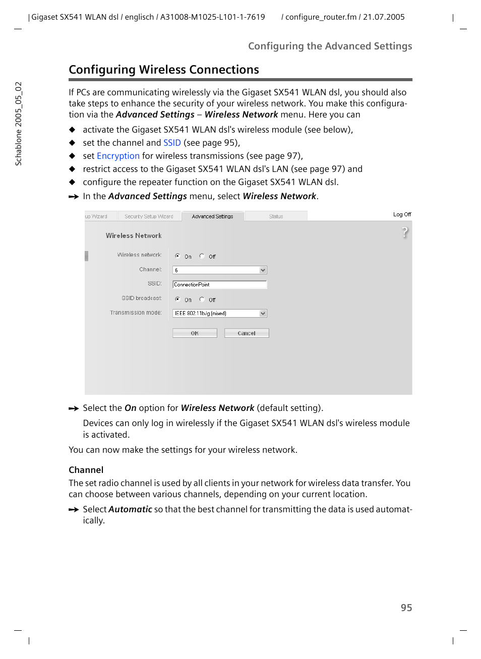 Configuring wireless connections | Siemens Gigaset SX541 WLAN dsl User Manual | Page 97 / 187