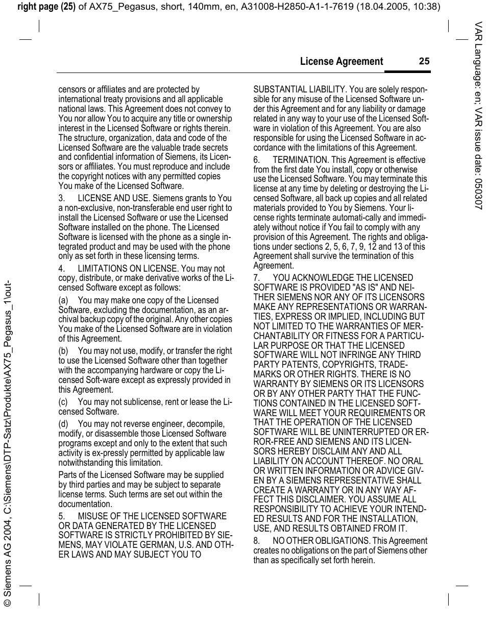 Siemens AX75 User Manual | Page 26 / 28