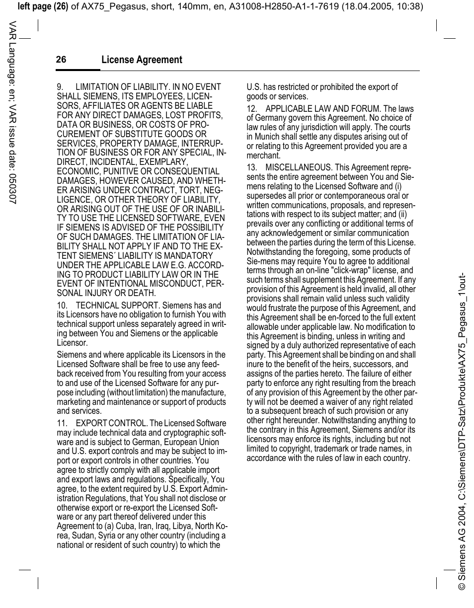 Siemens AX75 User Manual | Page 27 / 28