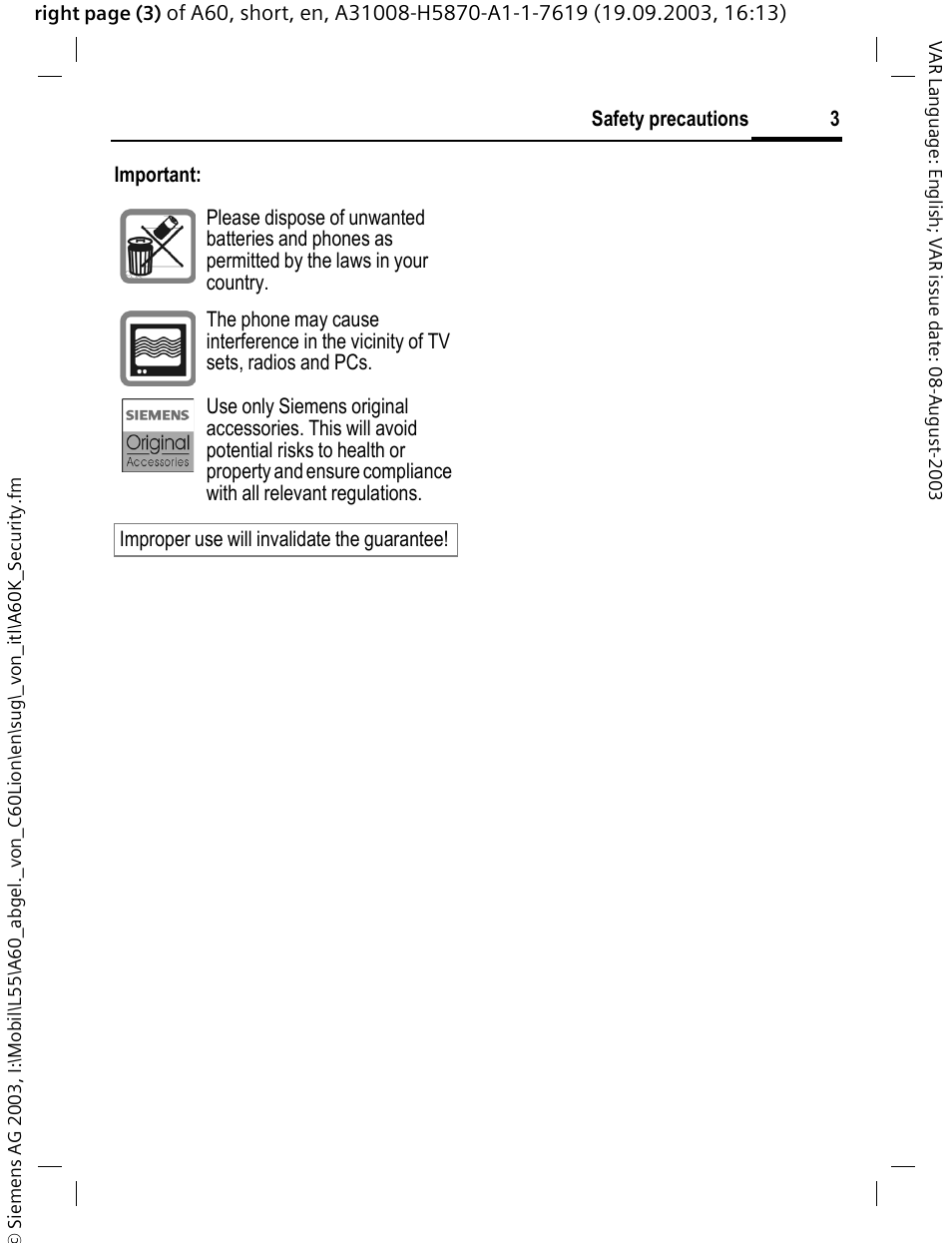 Siemens A60 User Manual | Page 4 / 62