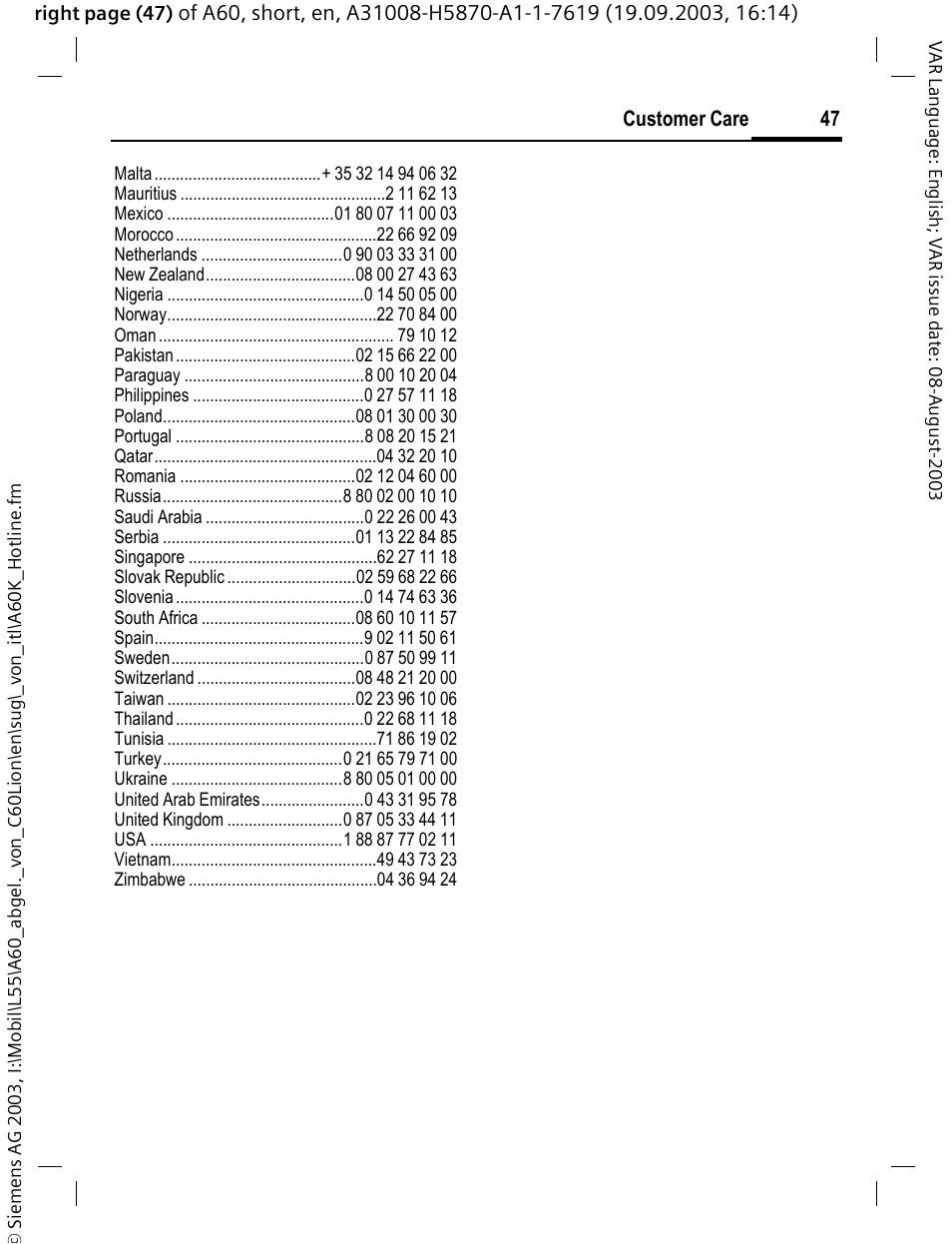 Siemens A60 User Manual | Page 48 / 62