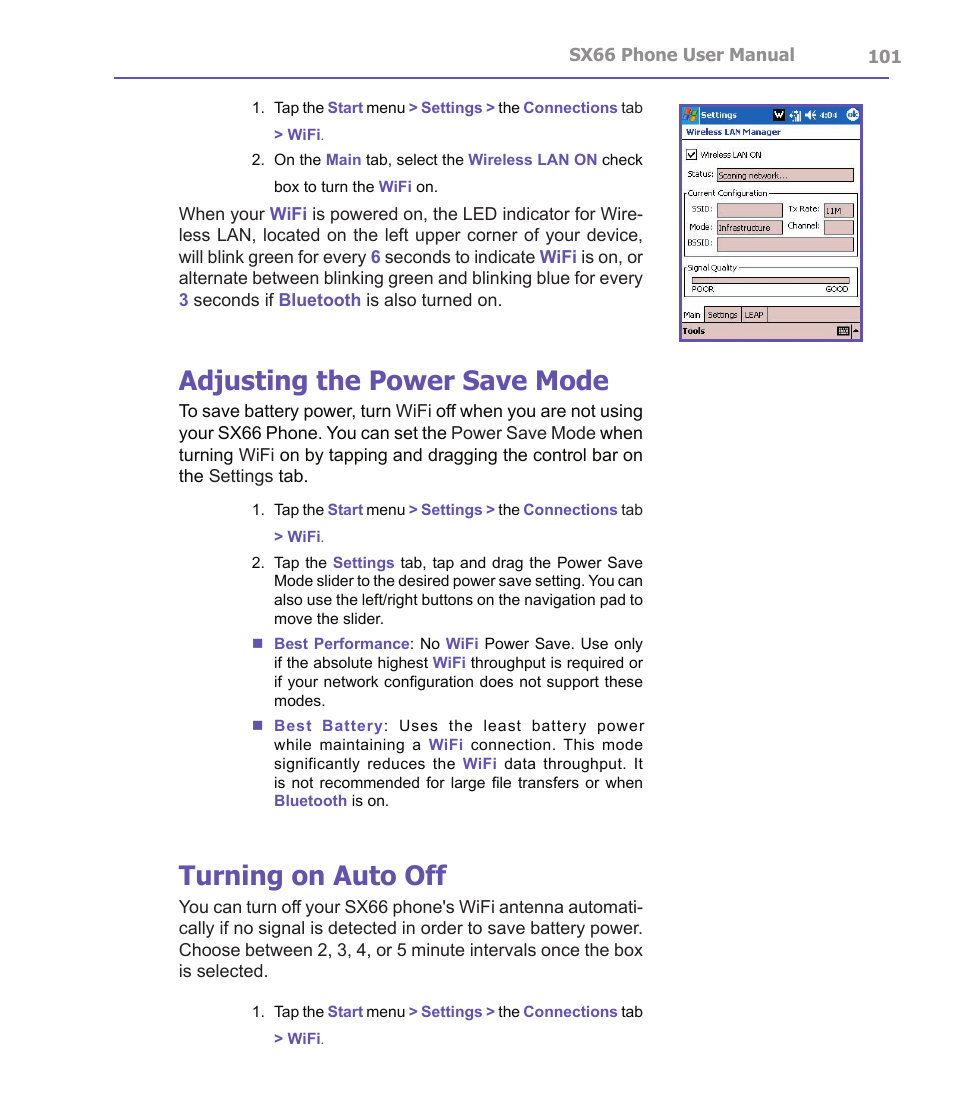 Adjusting the power save mode, Turning on auto off | Siemens SX66 User Manual | Page 101 / 179