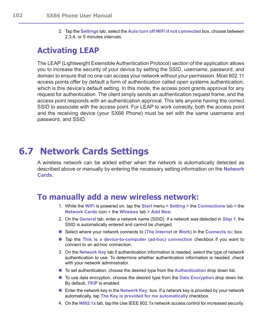 7 network cards settings, Activating leap | Siemens SX66 User Manual | Page 102 / 179