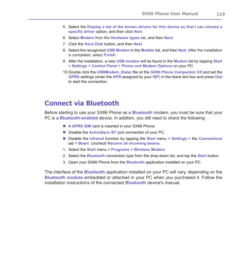 Connect via bluetooth | Siemens SX66 User Manual | Page 119 / 179