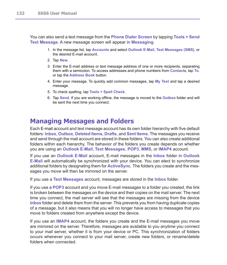 Managing messages and folders | Siemens SX66 User Manual | Page 132 / 179