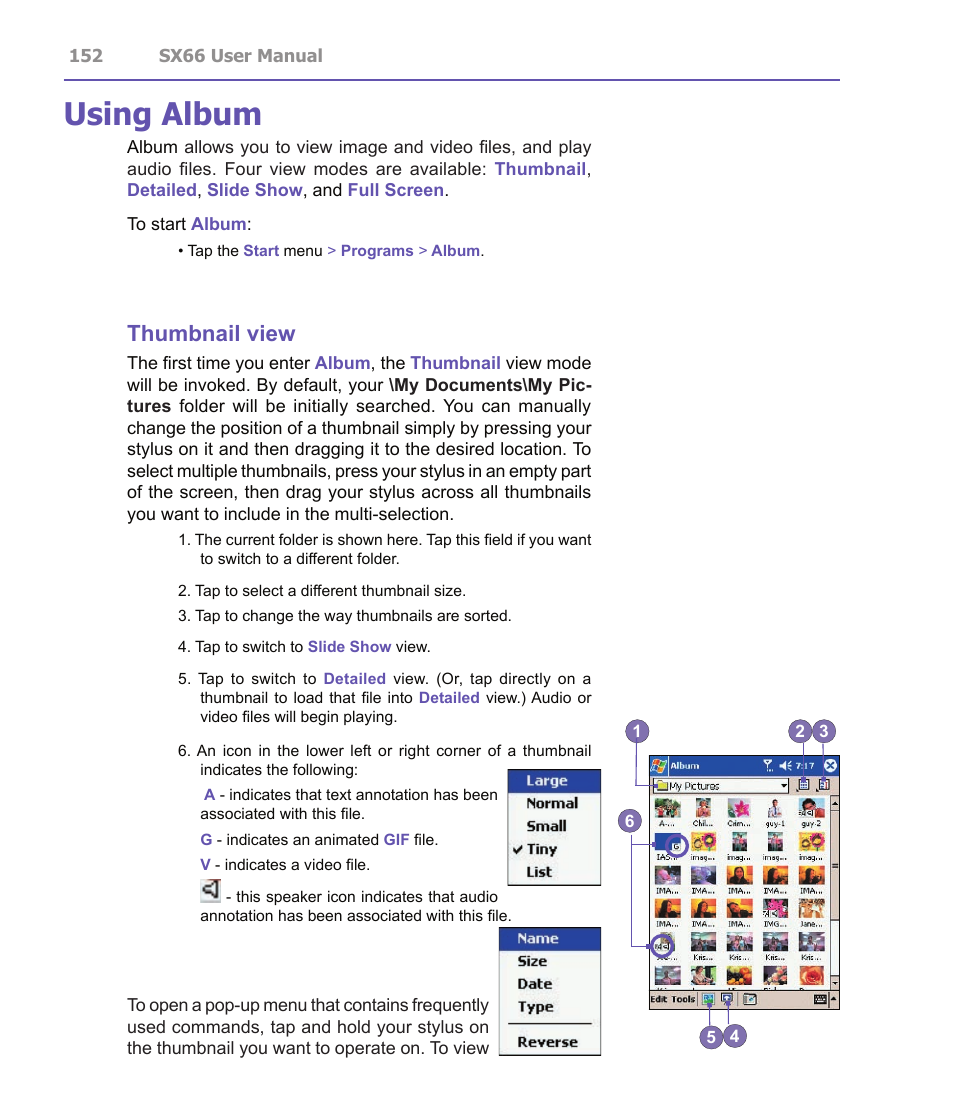 Using album, Thumbnail view | Siemens SX66 User Manual | Page 152 / 179