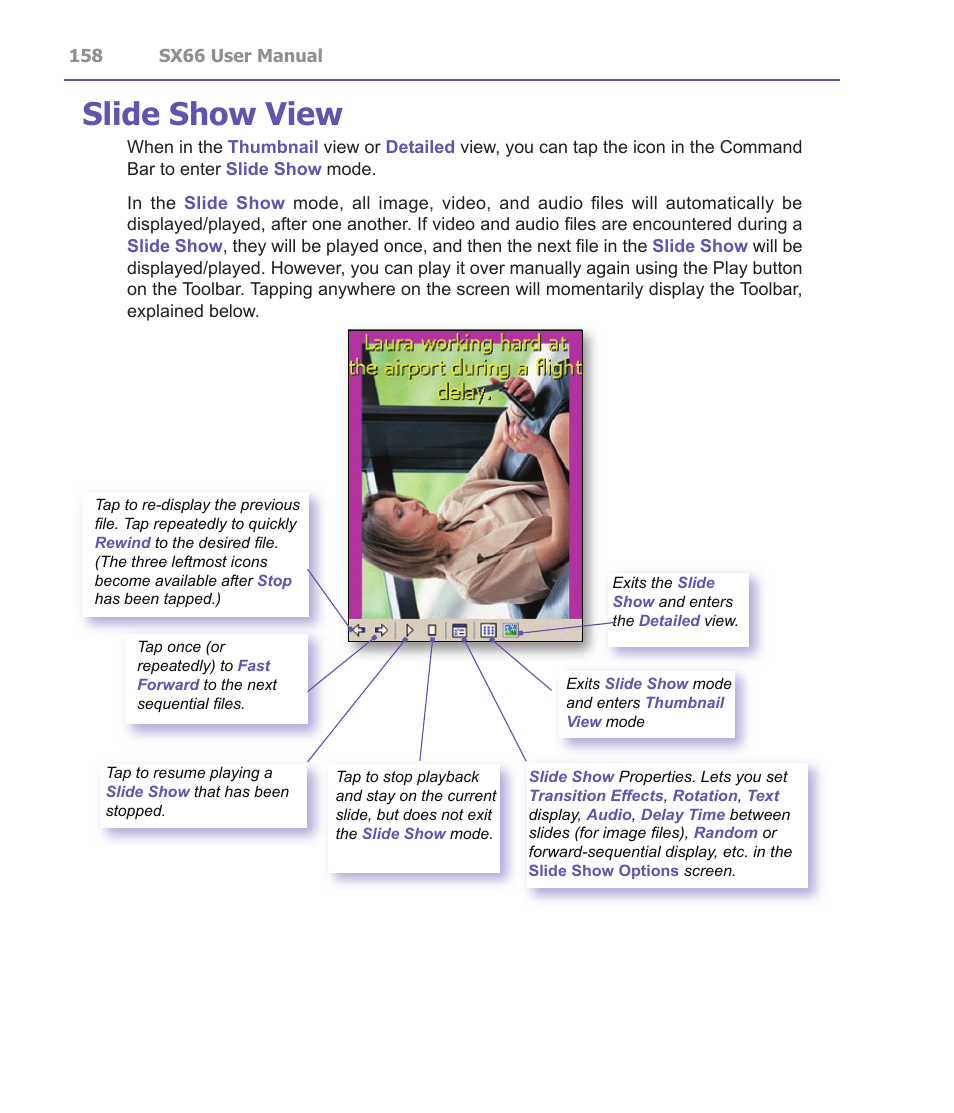 Slide show view | Siemens SX66 User Manual | Page 158 / 179