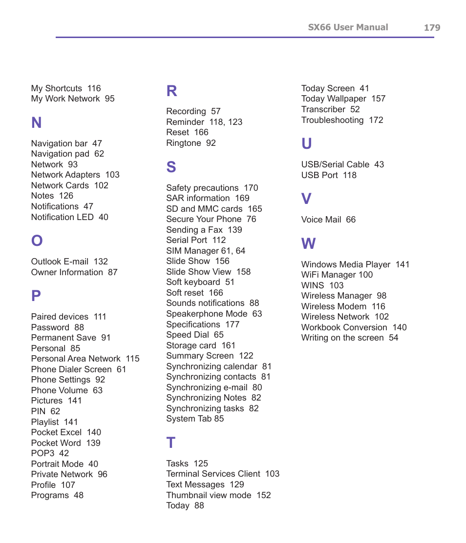 Siemens SX66 User Manual | Page 179 / 179