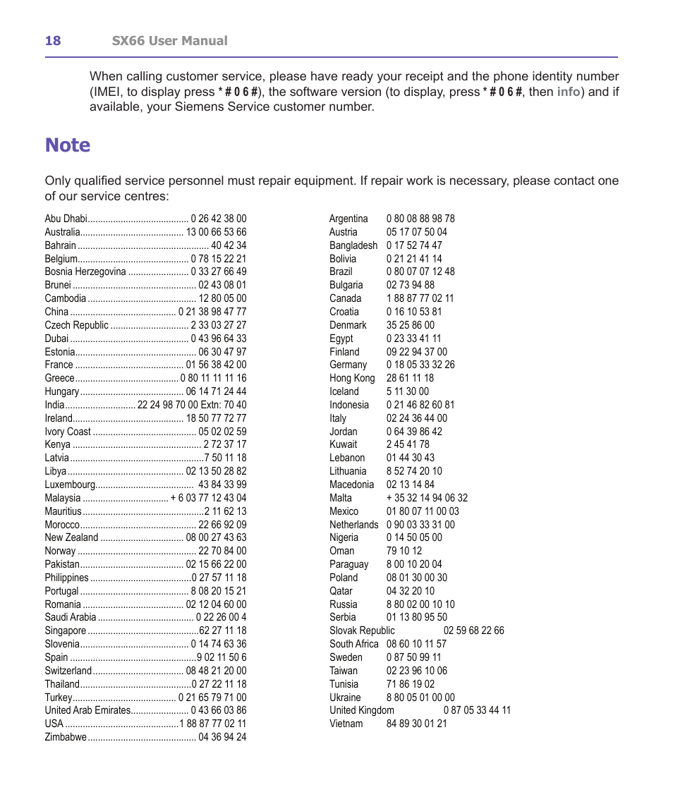 Siemens SX66 User Manual | Page 18 / 179