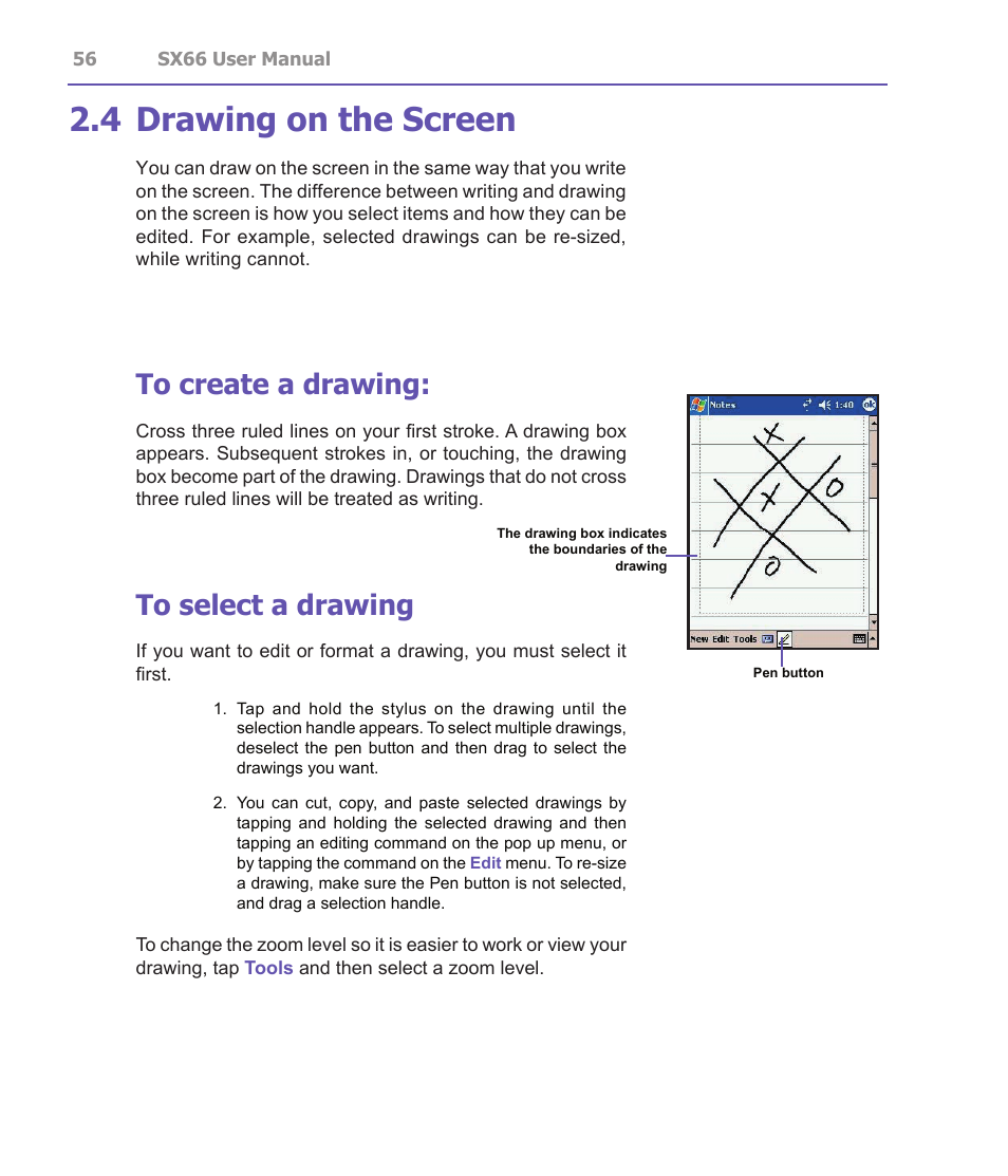 4 drawing on the screen | Siemens SX66 User Manual | Page 56 / 179
