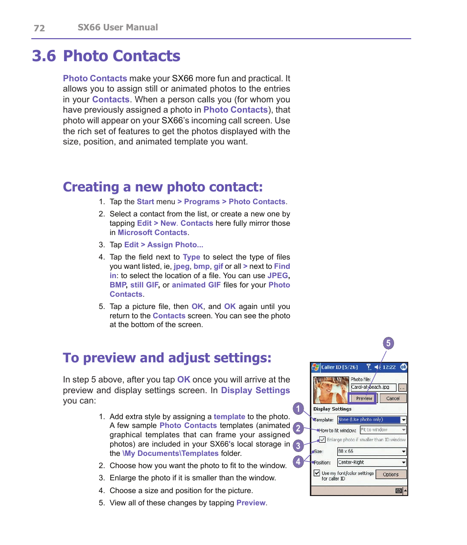 6 photo contacts, Creating a new photo contact | Siemens SX66 User Manual | Page 72 / 179