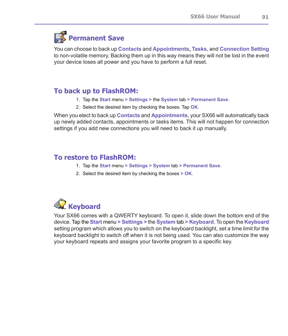 Permanent save, Keyboard | Siemens SX66 User Manual | Page 91 / 179