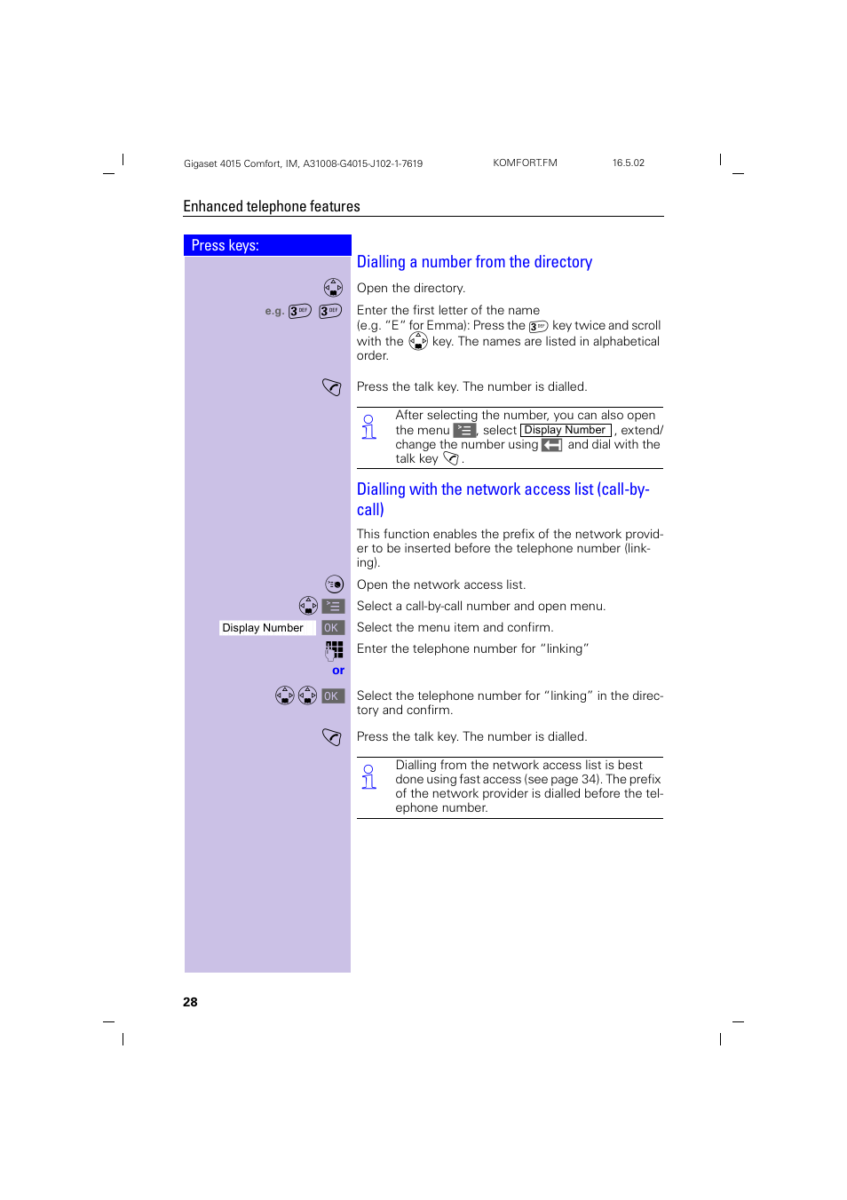 Dialling a number from the directory | Siemens 4015 User Manual | Page 29 / 121