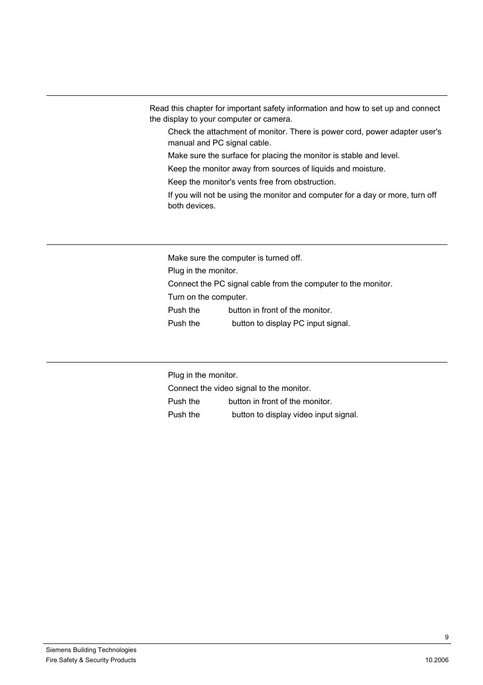 Setting up the monitor, Connect the monitor to your computer, Connect the monitor to the video source | 5setting up the monitor, 1 connect the monitor to your computer, 2 connect the monitor to the video source | Siemens CMTC1720 User Manual | Page 9 / 20