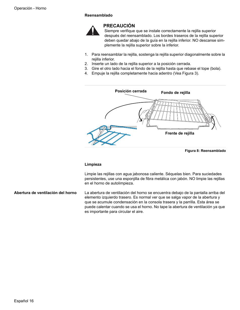 Figura 8: reensamblado, Abertura de ventilación del horno | Siemens HE2216C User Manual | Page 90 / 112