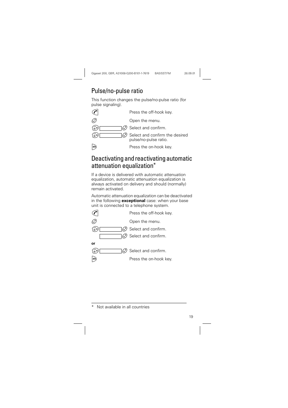 Pulse/no-pulse ratio | Siemens optipoint 200 User Manual | Page 19 / 27