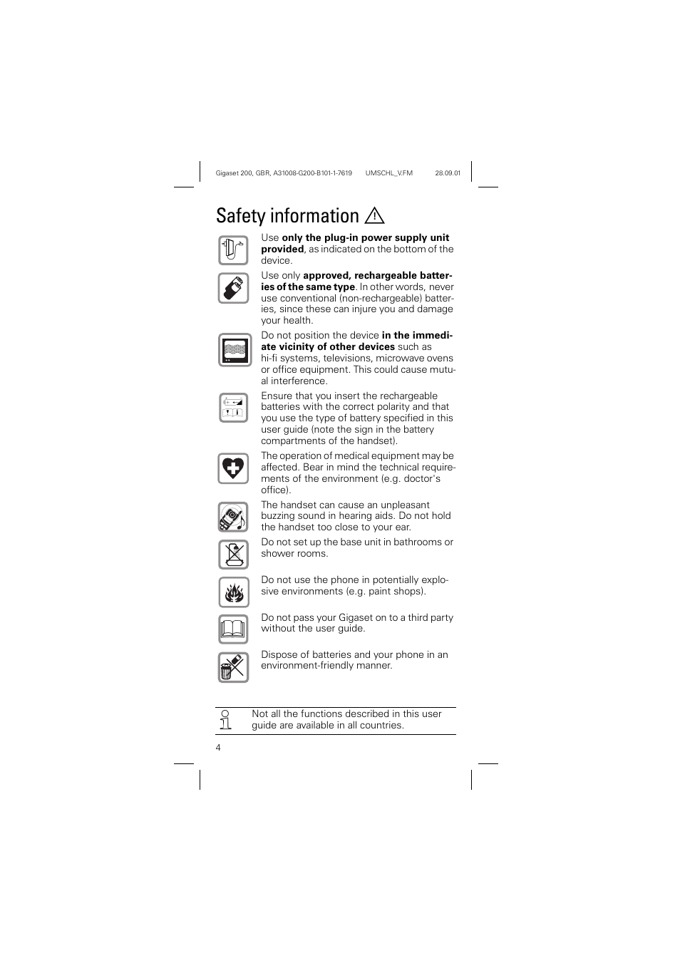 Safety information | Siemens optipoint 200 User Manual | Page 4 / 27