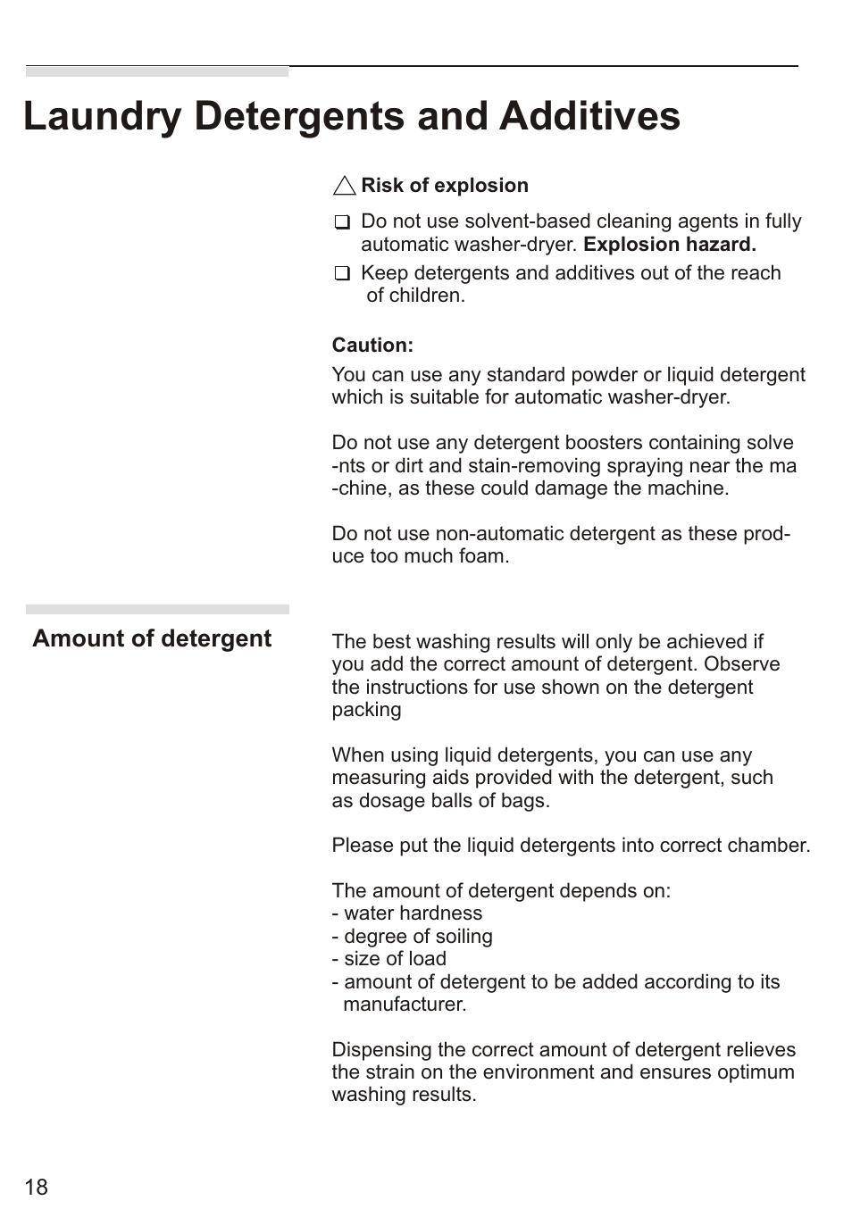 Т³ 20, Laundry detergents and additives | Siemens WD7005 User Manual | Page 20 / 54