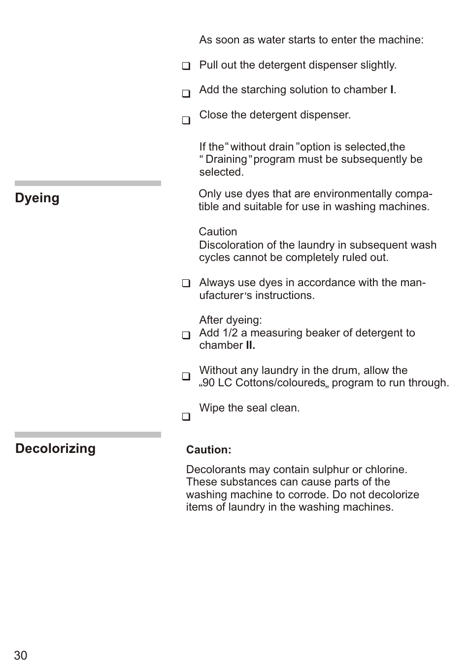 Т³ 32, Dyeing, Decolorizing | Siemens WD7005 User Manual | Page 32 / 54