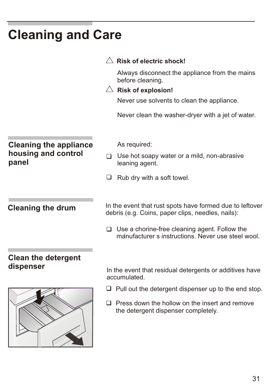 Т³ 33, Cleaning and care | Siemens WD7005 User Manual | Page 33 / 54