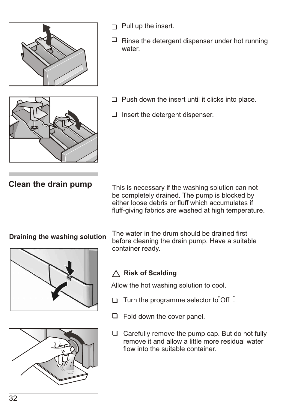 Т³ 34, Clean the drain pump | Siemens WD7005 User Manual | Page 34 / 54