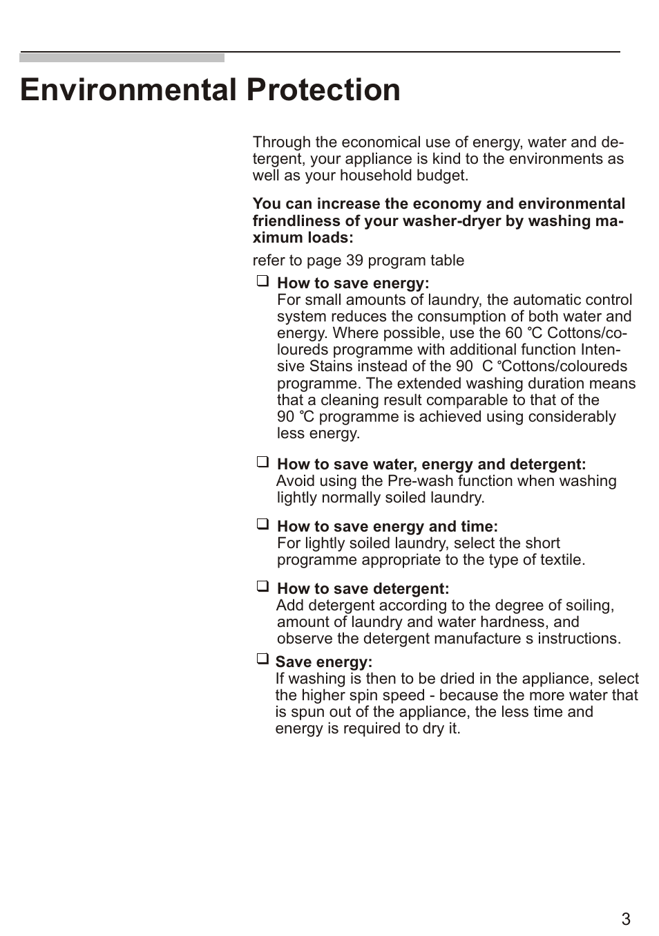 Т³ 4, Environmental protection | Siemens WD7005 User Manual | Page 4 / 54