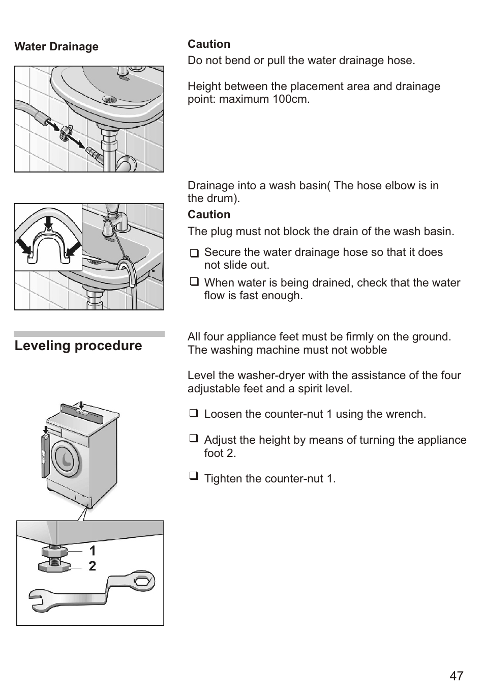 Т³ 49, Leveling procedure | Siemens WD7005 User Manual | Page 49 / 54