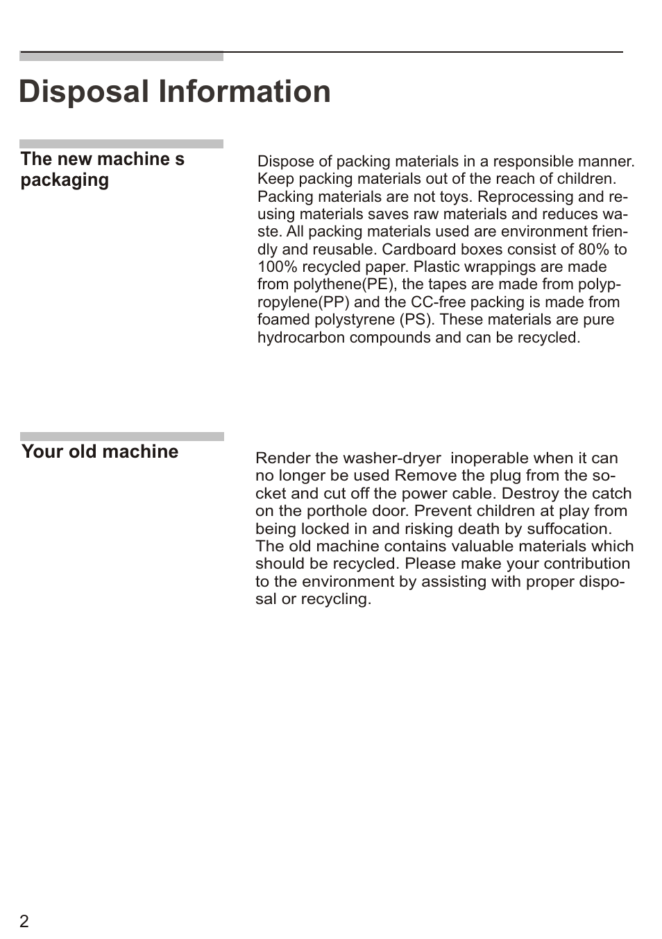 Т³ 5, Disposal information | Siemens WD7005 User Manual | Page 5 / 54