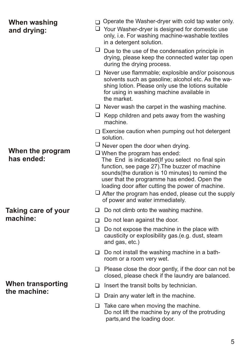 Т³ 7, When washing and drying, When the program has ended | Siemens WD7005 User Manual | Page 7 / 54