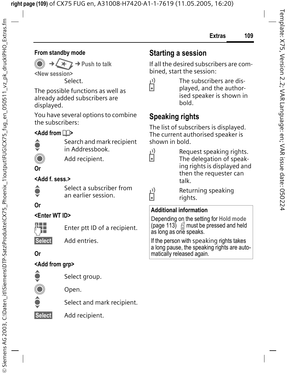 Siemens CX75 User Manual | Page 110 / 152