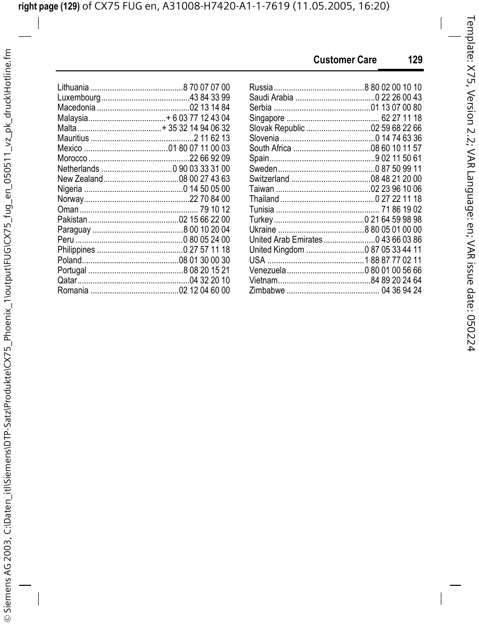 Siemens CX75 User Manual | Page 130 / 152