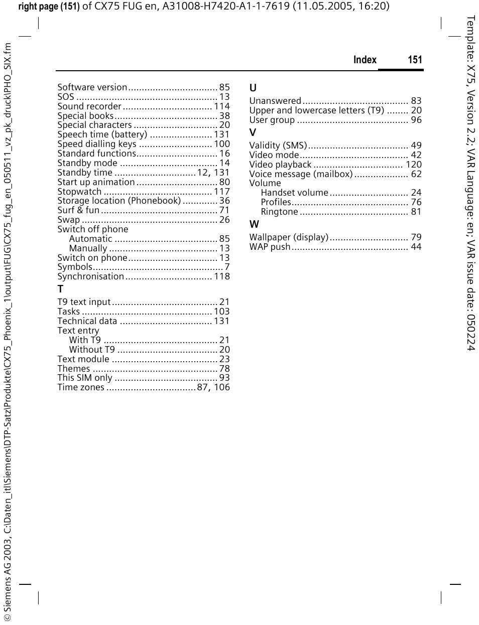 Siemens CX75 User Manual | Page 152 / 152