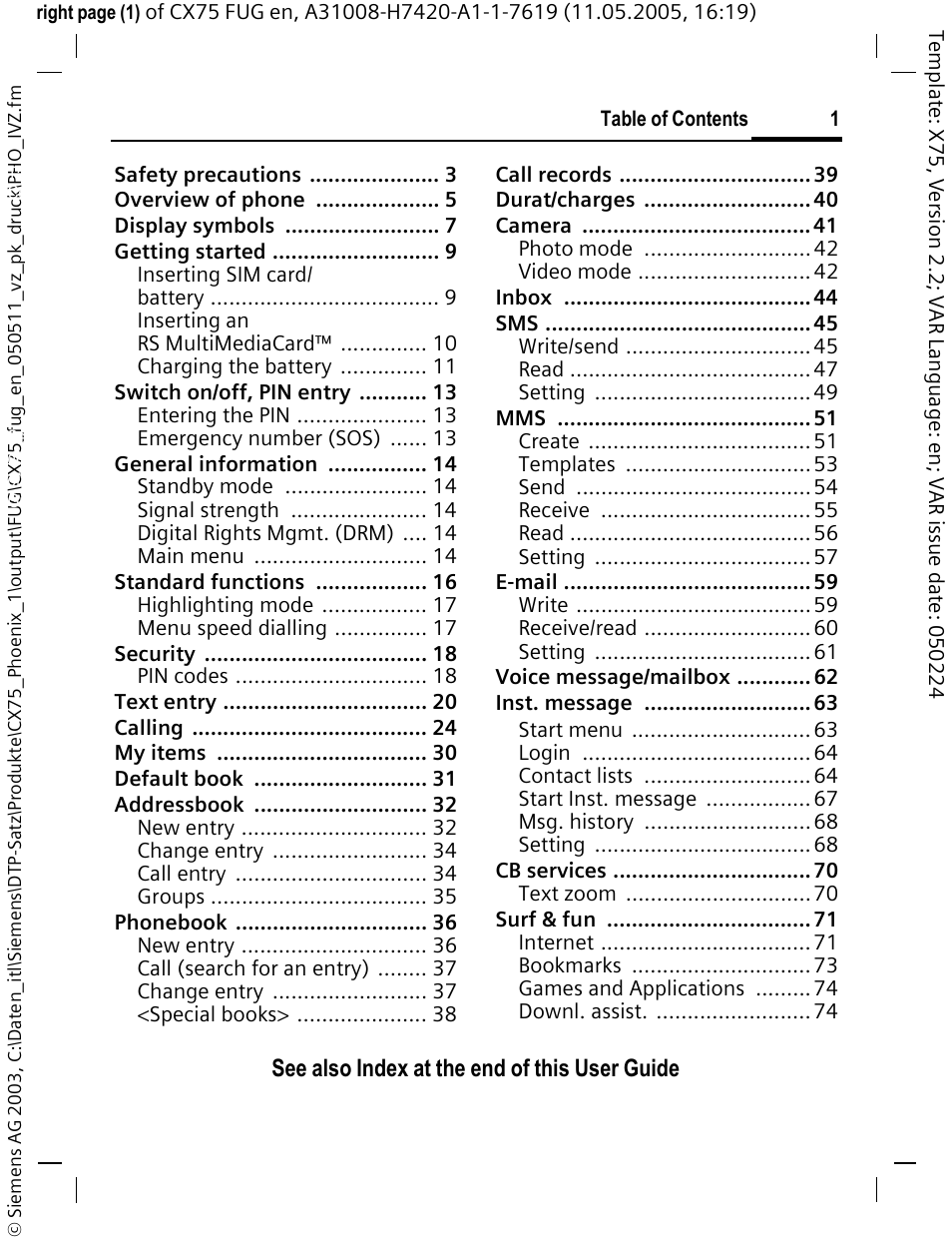 Siemens CX75 User Manual | Page 2 / 152