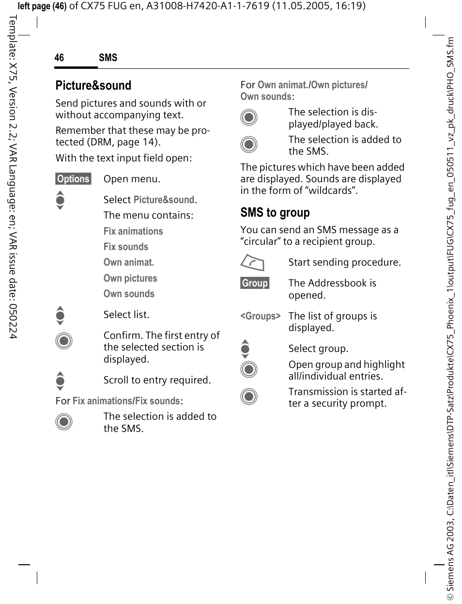 Siemens CX75 User Manual | Page 47 / 152