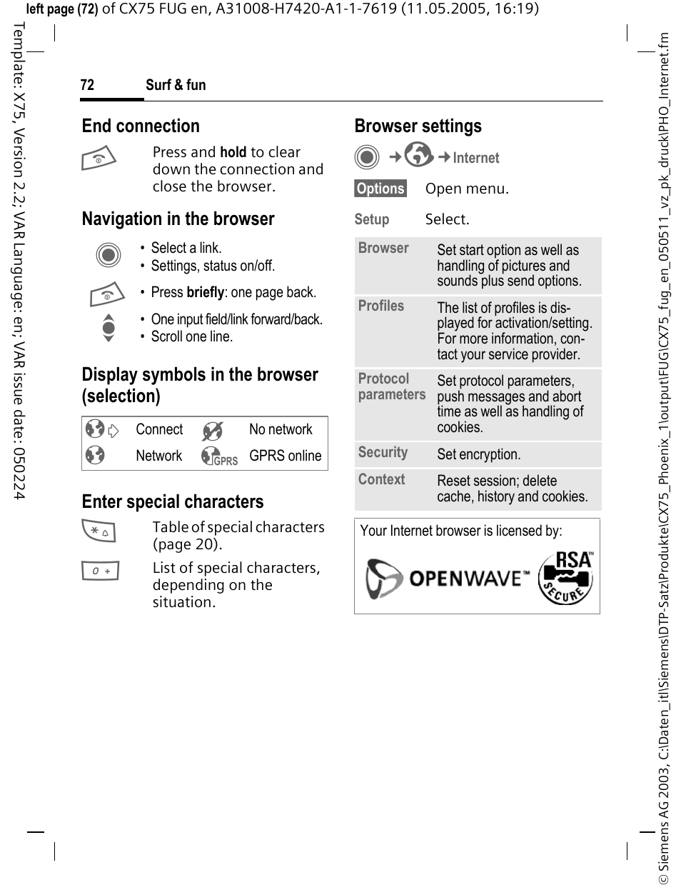 Siemens CX75 User Manual | Page 73 / 152