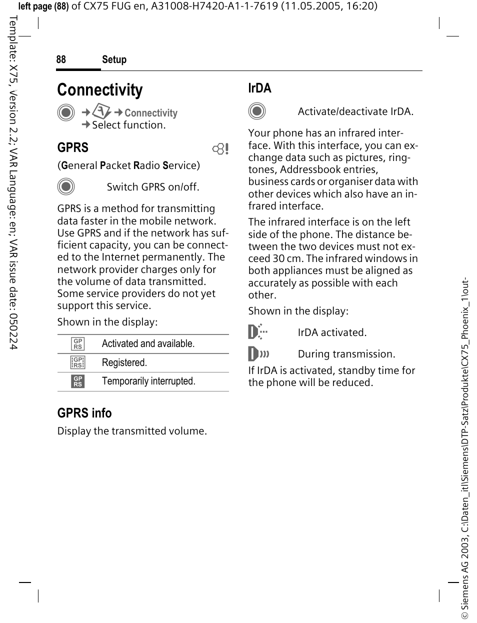 Connectivity | Siemens CX75 User Manual | Page 89 / 152