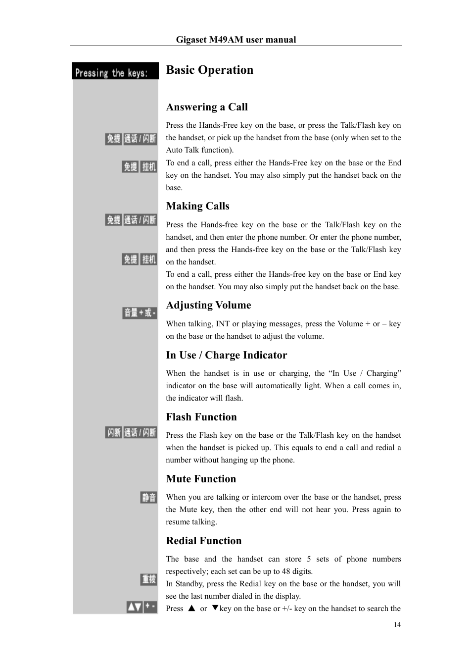 Basic operation | Siemens Gigaset M49AM User Manual | Page 14 / 26