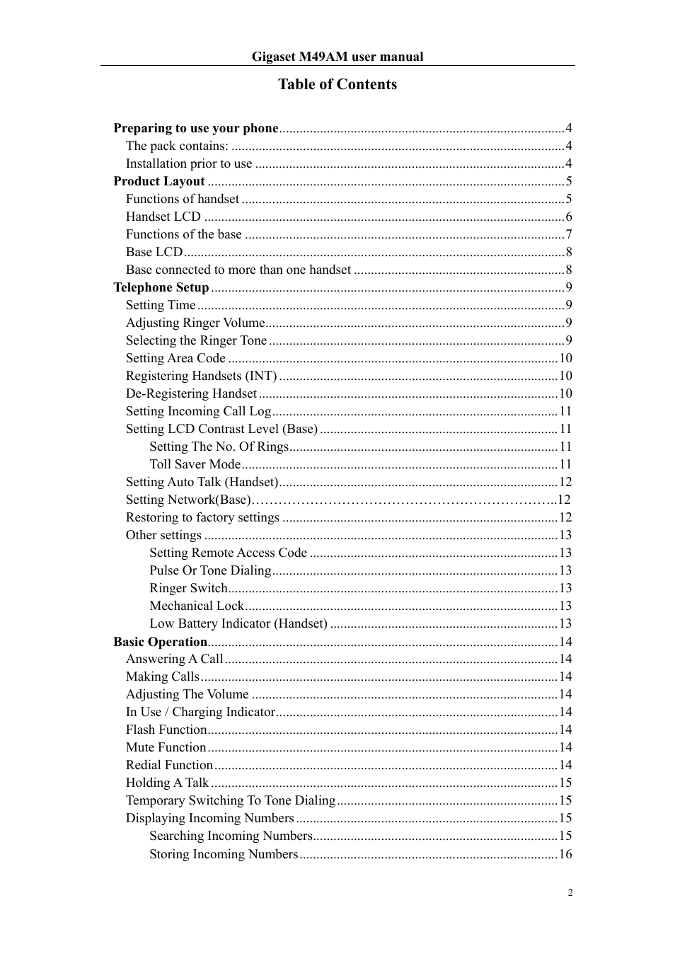 Siemens Gigaset M49AM User Manual | Page 2 / 26