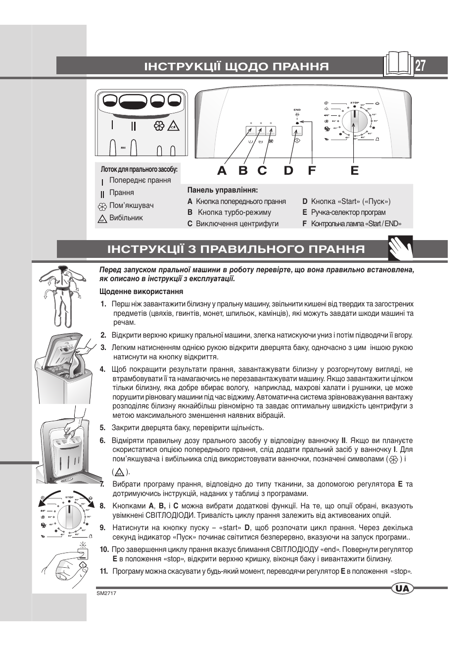 Інструкції щодо прання, Інструкції з правильного прання | Ardo TLN106E User Manual | Page 27 / 36