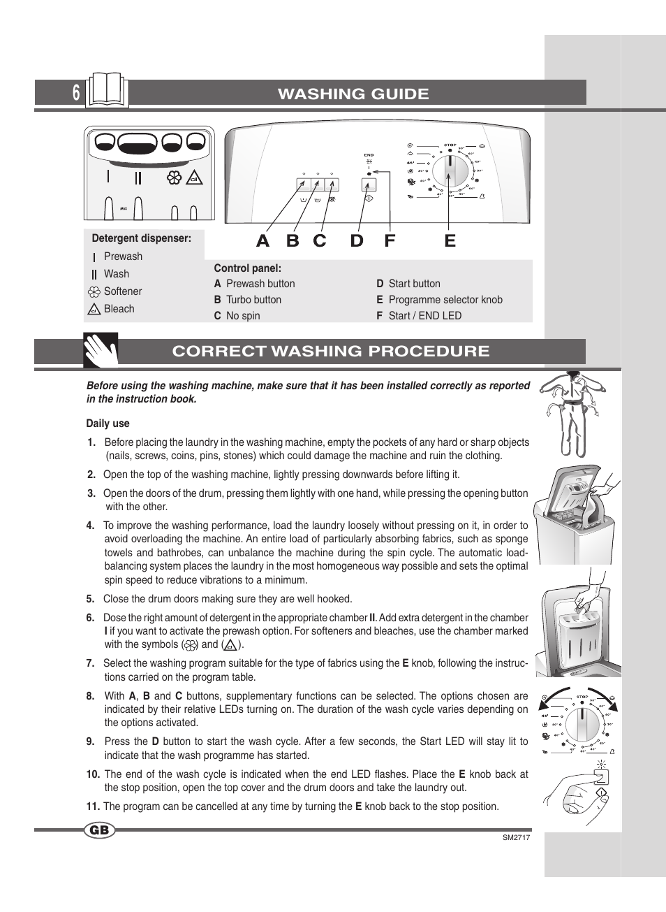 Washing guide correct washing procedure | Ardo TLN106E User Manual | Page 6 / 36