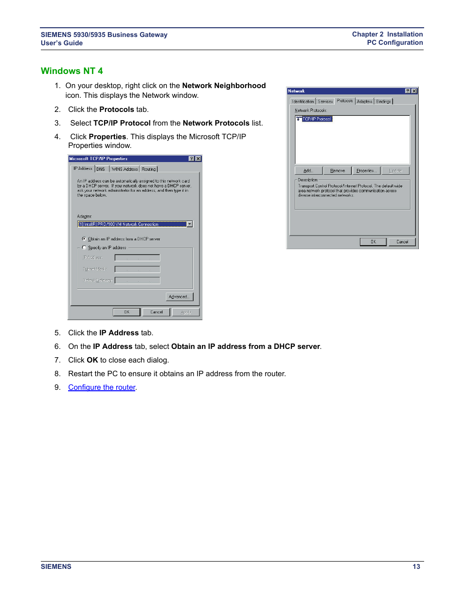 Windows nt 4 | Siemens BUSINESS CLASS 5935 User Manual | Page 19 / 94