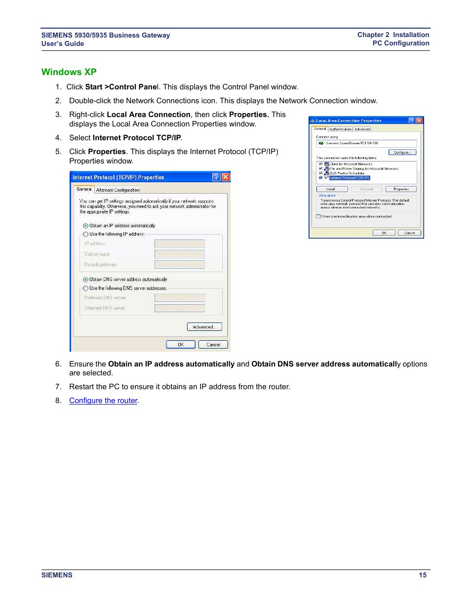 Windows xp | Siemens BUSINESS CLASS 5935 User Manual | Page 21 / 94