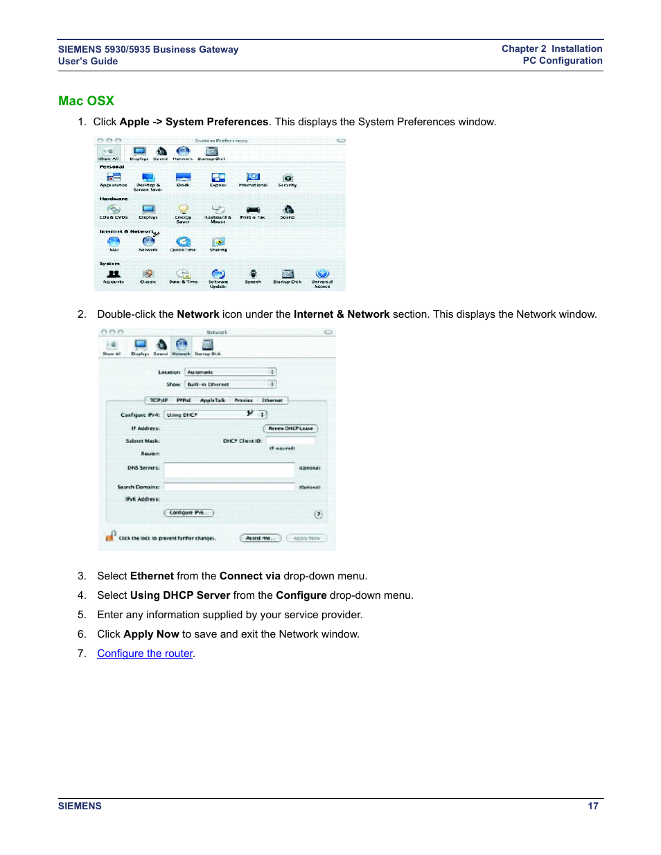 Mac osx, Mac os x | Siemens BUSINESS CLASS 5935 User Manual | Page 23 / 94