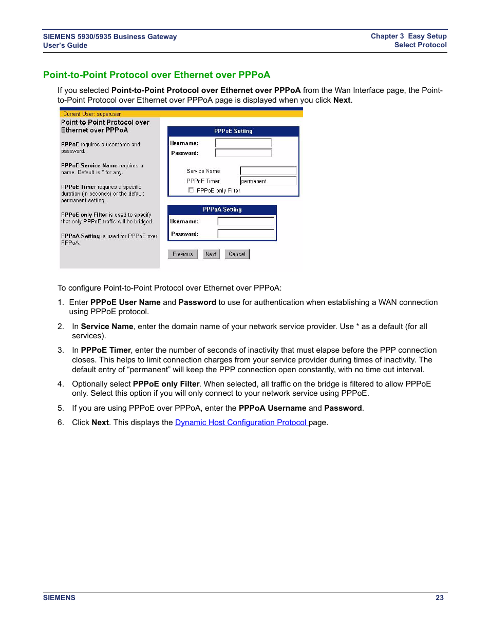 Point-to-point protocol over ethernet over pppoa | Siemens BUSINESS CLASS 5935 User Manual | Page 29 / 94