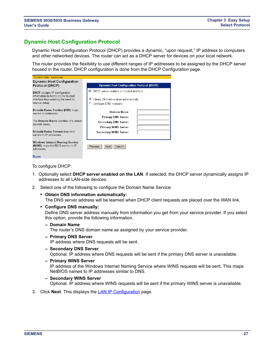 Dynamic host configuration protocol | Siemens BUSINESS CLASS 5935 User Manual | Page 33 / 94