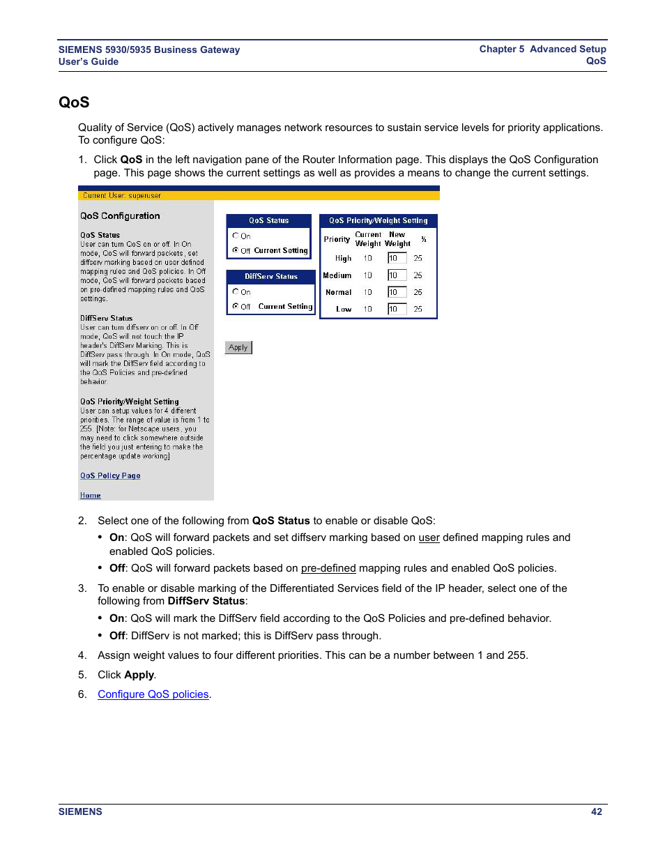 Quality of service (qos) | Siemens BUSINESS CLASS 5935 User Manual | Page 48 / 94